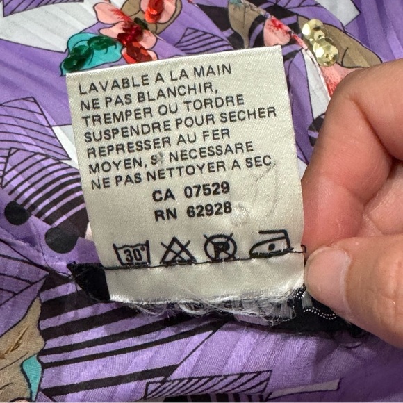 Diane Freis Floral Purple Sequined Dancer Dress Georgette Asymmetrical Vintage - Picture 10 of 13